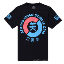 De alta calidad de impresión personalizada negro T-shirt China fabricante